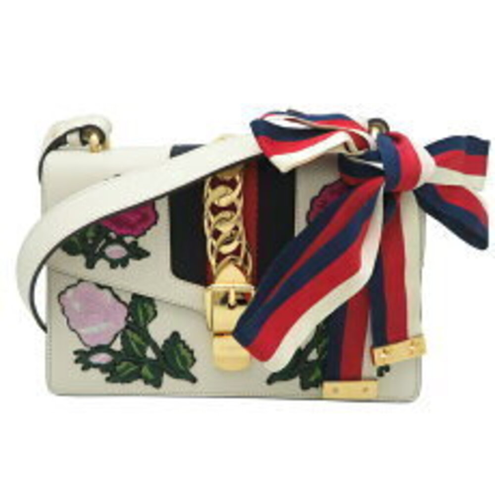Gucci Sylvie Flower Shoulder Bag Leather White